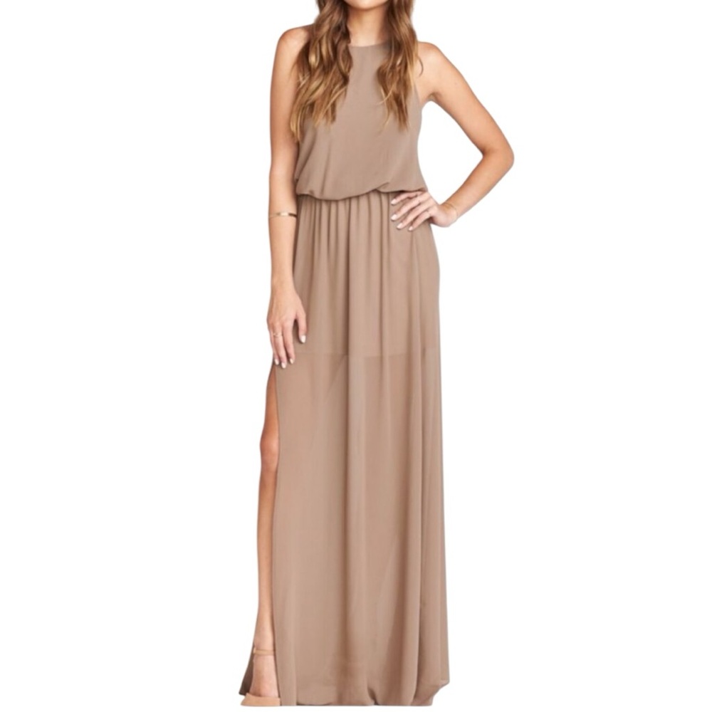 Show Me Your Mumu Halter Chiffon Slit Dress